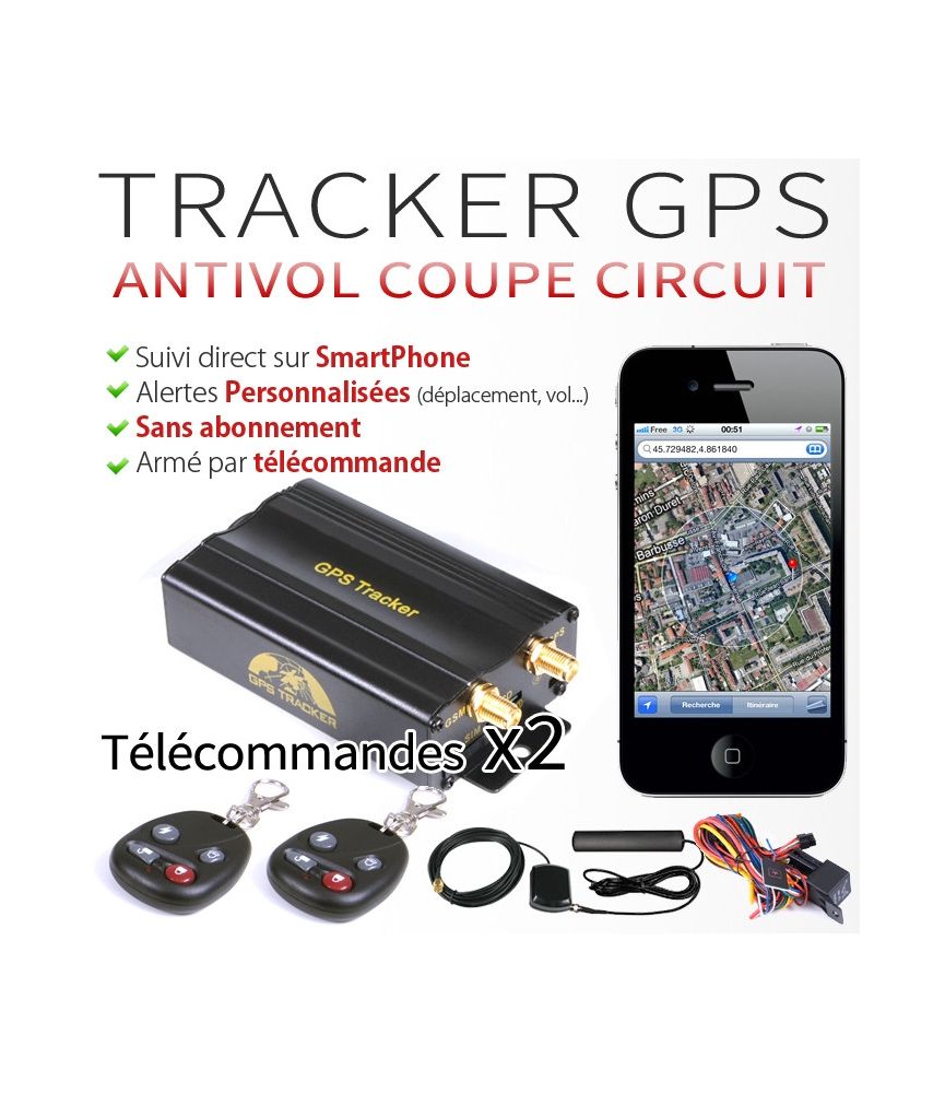 Tracker GPS Voiture / Moto Antivol Coupe Circuit + 2 télécommandes GT38